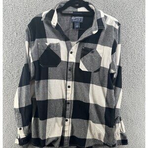 American Rag Black & White Buffalo Plaid Button-Down Shirt Medium